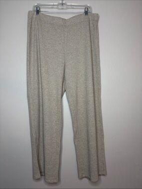 Eileen Fisher Waffle Knit Lounge Pants XL Organic Cotton Oatmeal Sleep Pant EUC